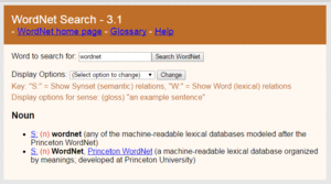A snapshot of WordNet's definition of itself.
