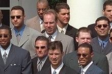 President George W Bush with the 2000 World Series Champion New York Yankees (cropped).jpg