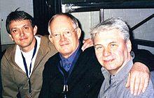 Brian Bennett in centre with (left) son Warren Bennett and Mark Griffiths