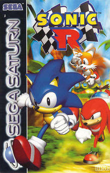The Sega Saturn, Windows, Nintendo GameCube, and PlayStation 2 box art starring Sonic running fast with tails flying and knuckles slow.