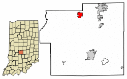 Location of Monrovia in Morgan County, Indiana.