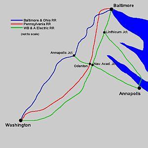 Washington, Baltimore and Annapolis Railroad line map.jpg
