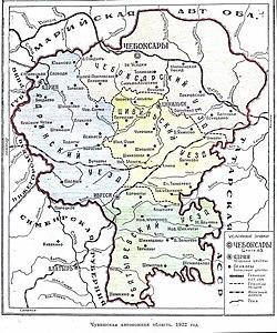 Map of the Chuvash Autonomous Oblast in 1922 (in Russian)