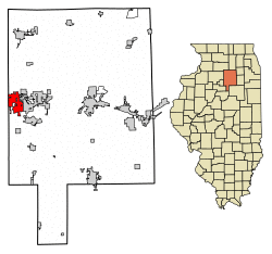 Location of Peru in LaSalle County, Illinois.