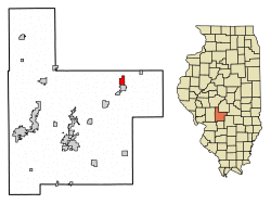 Location of Wenonah in Montgomery County, Illinois.