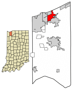 Location of Porter in Porter County, Indiana.