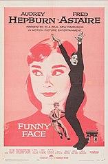 Poster of the 1957 film Funny Face, featuring Audrey Hepburn in a black turtleneck