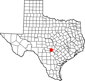 Map of Texas highlighting Kendall County