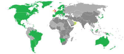 Map of visa policy of the United Kingdom United Kingdom Freedom of movement (EU/EEA/CH citizens) Visa-free entry for 6 months Electronic visa waiver countries Visa required for entry, and landside transit (unless holding exemption documents); visa-free airside transit Visa required for entry, and both landside and airside transit (unless holding exemption documents)