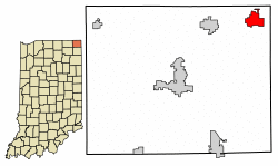 Location of Clear Lake in Steuben County, Indiana.