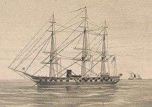 USS Minnesota (1855) U.S. Naval review at Hampton-Roads VA. in 1880 LCCN2004670676 (cropped).jpg