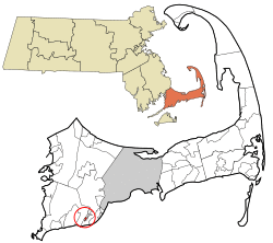 Location in Barnstable County and the state of Massachusetts.