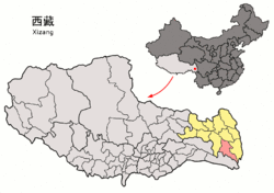 Location of Zogang County within Tibet Autonomous Region