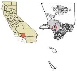 Location within Los Angeles County, California.