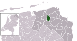 Highlighted position of Bedum in a municipal map of Groningen