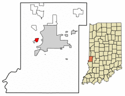 Location of West Terre Haute in Vigo County, Indiana.
