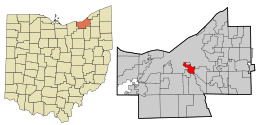 Location in Cuyahoga County and the state of Ohio.