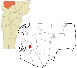 Location in Franklin County and the state of Vermont.
