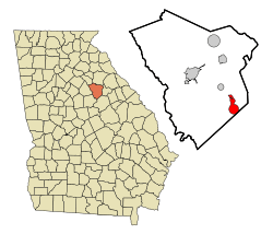 Location in Greene County and the state of Georgia