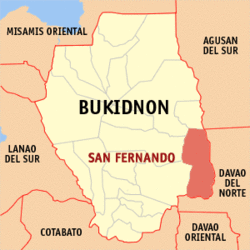 Map of Bukidnon with San Fernando highlighted