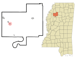 Location of Webb, Mississippi