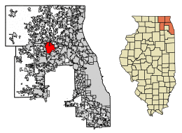 Location of Barrington Hills in Cook County, Illinois.