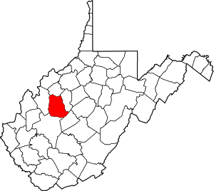Map of West Virginia highlighting Roane County