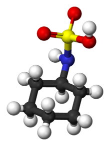 Ball-and-stick model of cyclamic acid