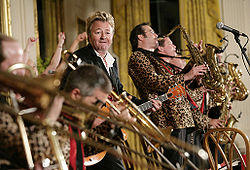 The Brian Setzer Orchestra performing in the East Room of the White House