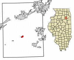 Location of Mazon in Grundy County, Illinois.