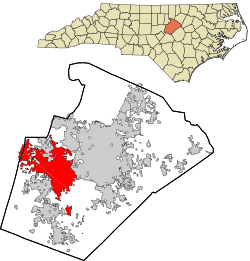 Location in Wake County and the state of North Carolina.