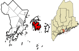 Location in Knox County and the state of Maine.