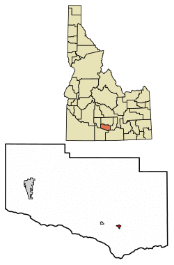 Location of Hazelton in Jerome County, Idaho.