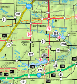KDOT map of Osage County (legend)