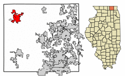 Location of Harvard in McHenry County, Illinois.