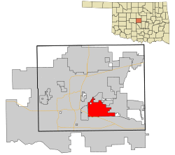 Location in Oklahoma County and the state of Oklahoma.