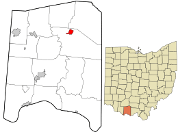 Location in Adams County and the state of Ohio.