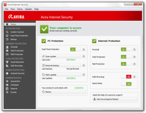 Avira Internet Security 2013 in Windows 7