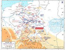 A map of Poland showing the German invasion from east Germany, East Prussia and German-occupied Czechoslovakia in September 1939