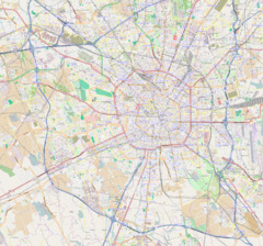 A map of Milan with a red dot in the northeast quadrant of the city center