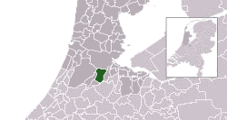 Highlighted position of Amstelveen in a municipal map of North Holland