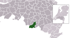 Highlighted position of Bergeijk in a municipal map of North Brabant