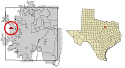 Location of Lakeside in Tarrant County, Texas