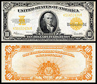 $10 Gold Certificate, Series 1922, Fr.1173, depicting Michael Hillegas