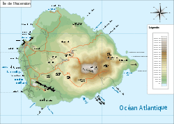 Map of Ascension Island showing Georgetown's location