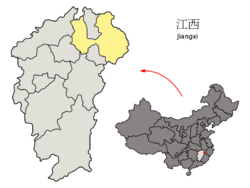 Location of Shangrao City jurisdiction in Jiangxi