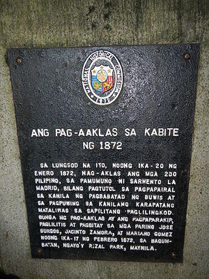 Cavite Mutiny of 1872 historical marker in Cavite City.jpg