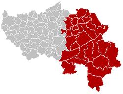 Location of the arrondissement in Liège