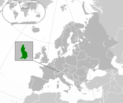Location of  Liechtenstein  (green)in Europe  (dark grey)  –  [Legend]