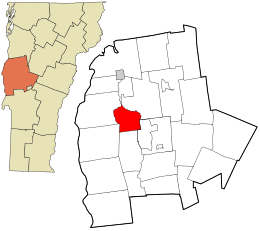 Location in Addison County and the state of Vermont.